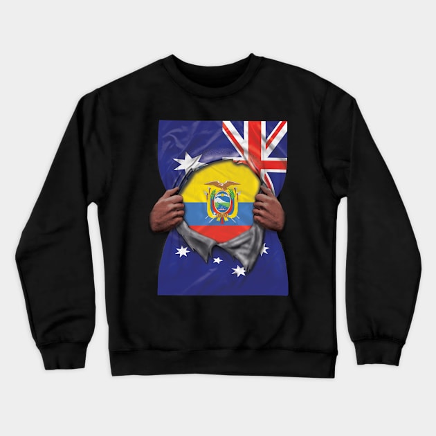 Ecuador Flag Australian Flag Ripped - Gift for Ecuadorian From Ecuador Crewneck Sweatshirt by Country Flags